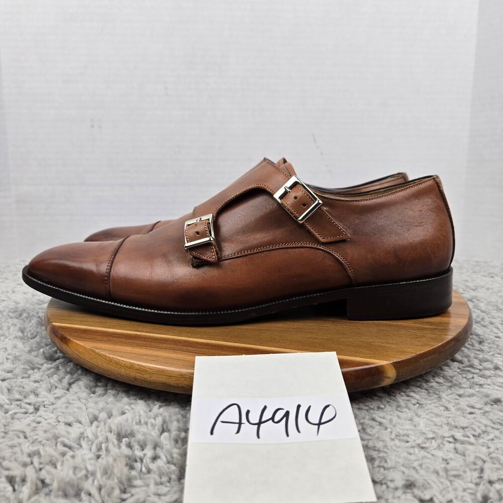 Paul Fredrick Mens 12 Brown Leather Office Buckle Monk Strap Loafer Dress Shoe